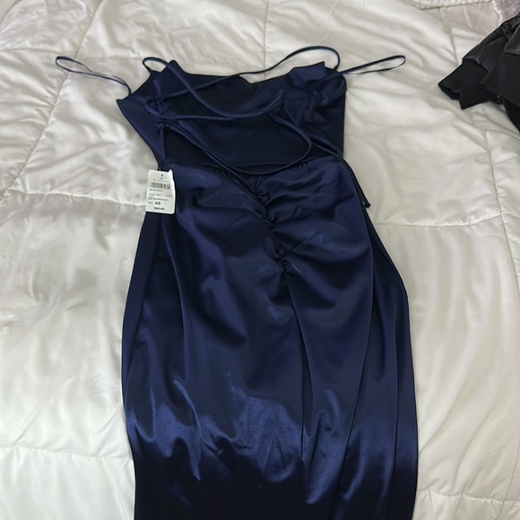 Bristol Formal Satin Lace-Up Dress navy blue - Picture 2 of 5